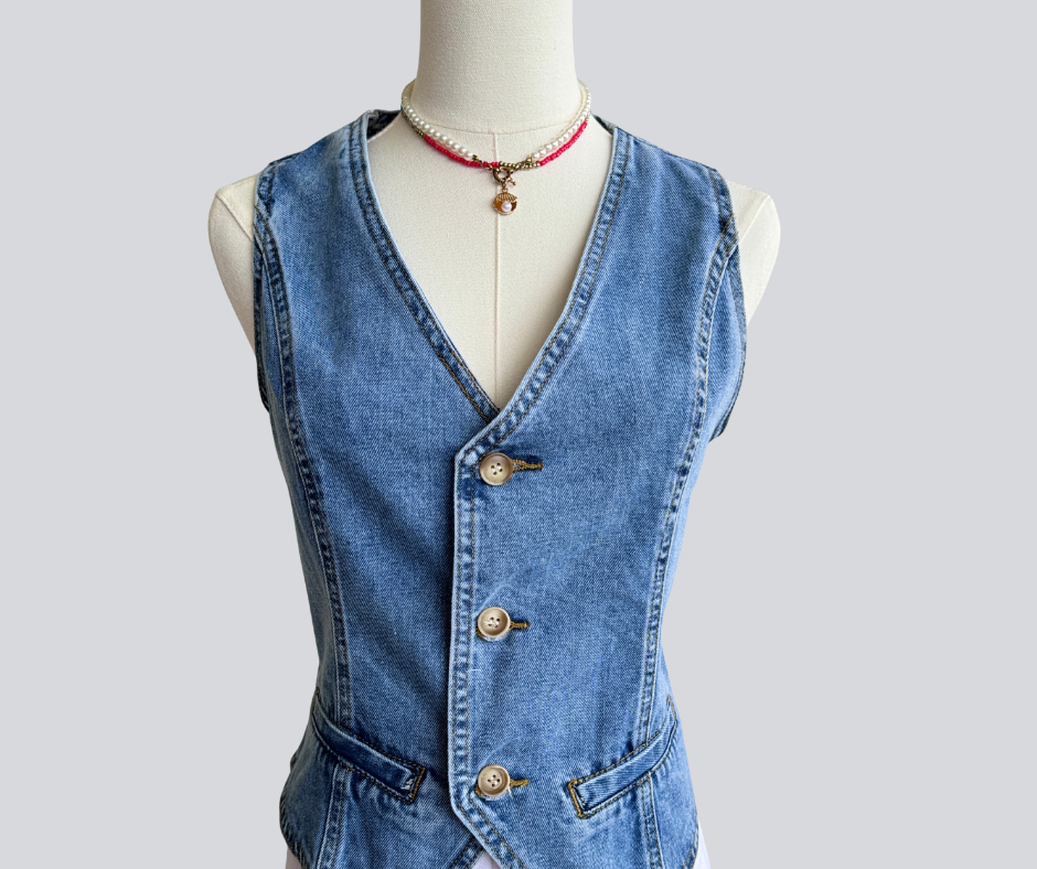 Single-breasted denim Vest