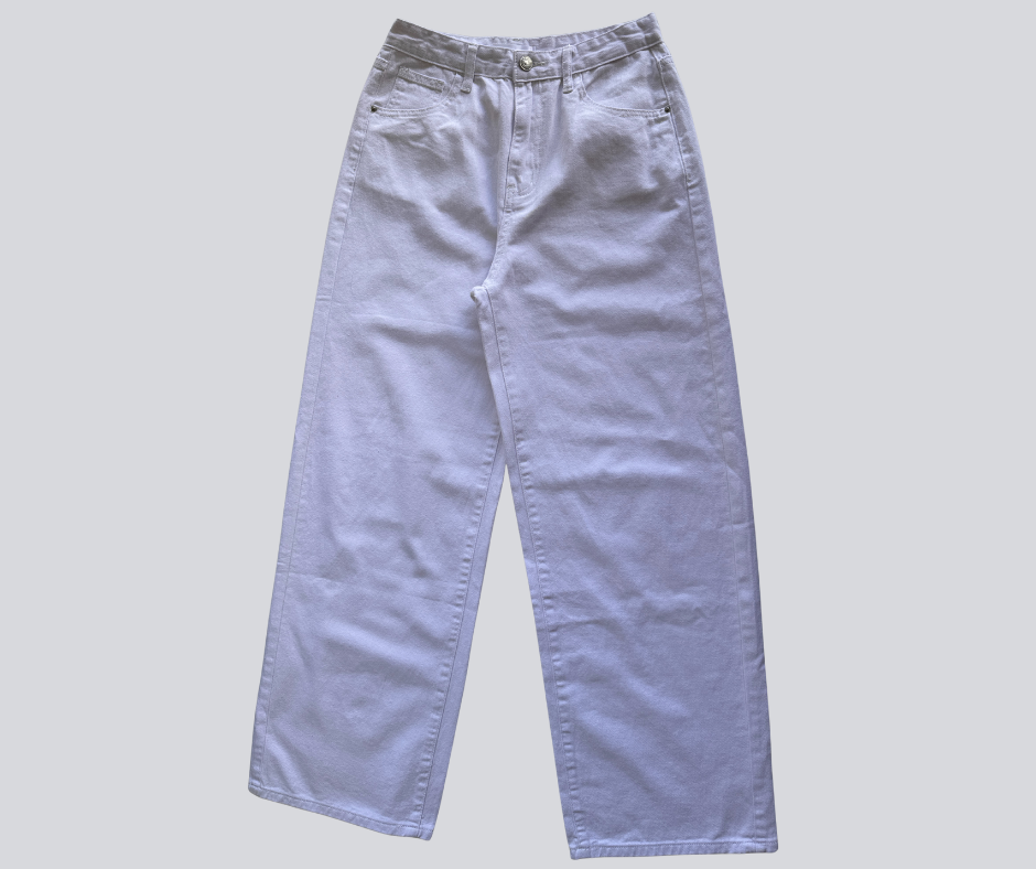 Solid Color Wide Leg Denim Jeans