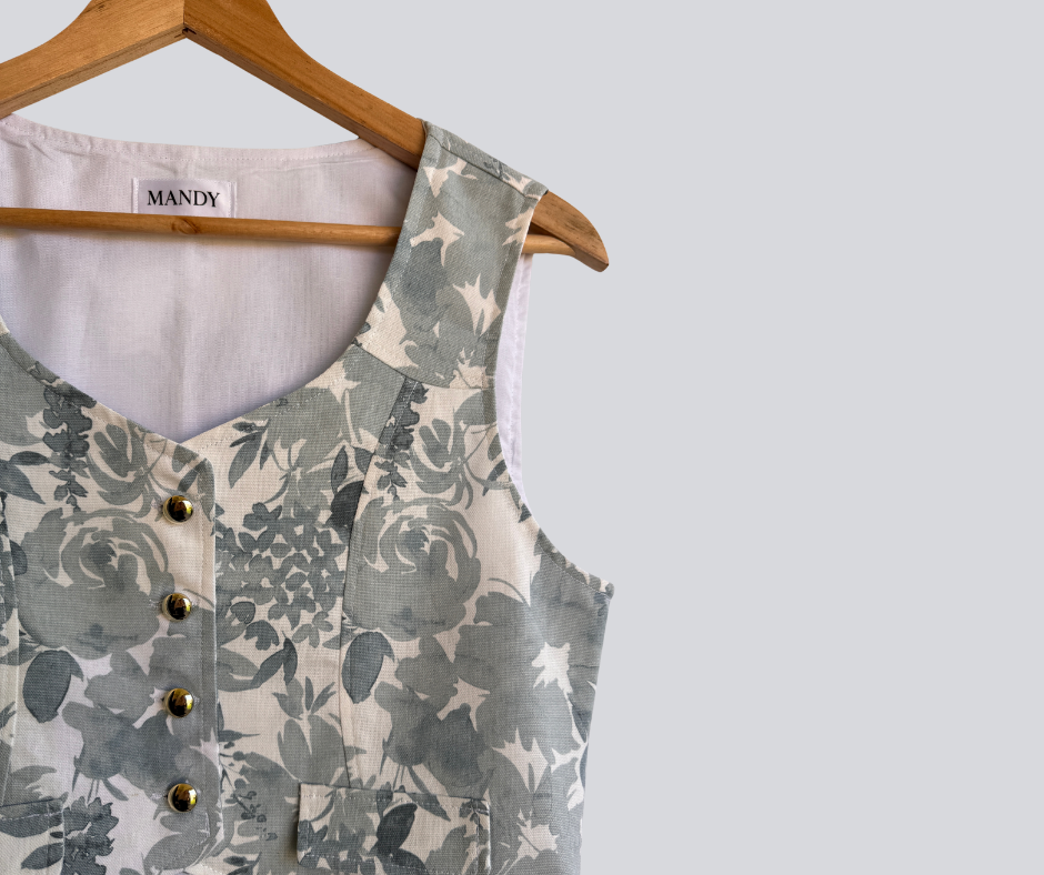 Floral Print Linen Vest