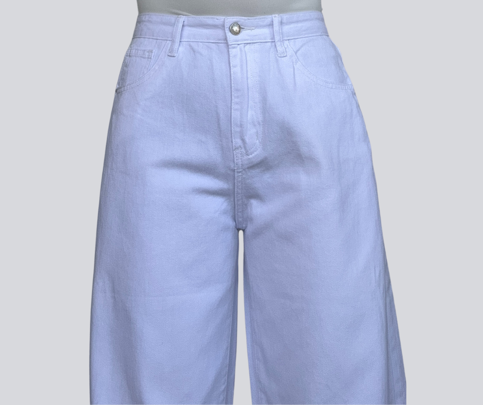 Solid Color Wide Leg Denim Jeans