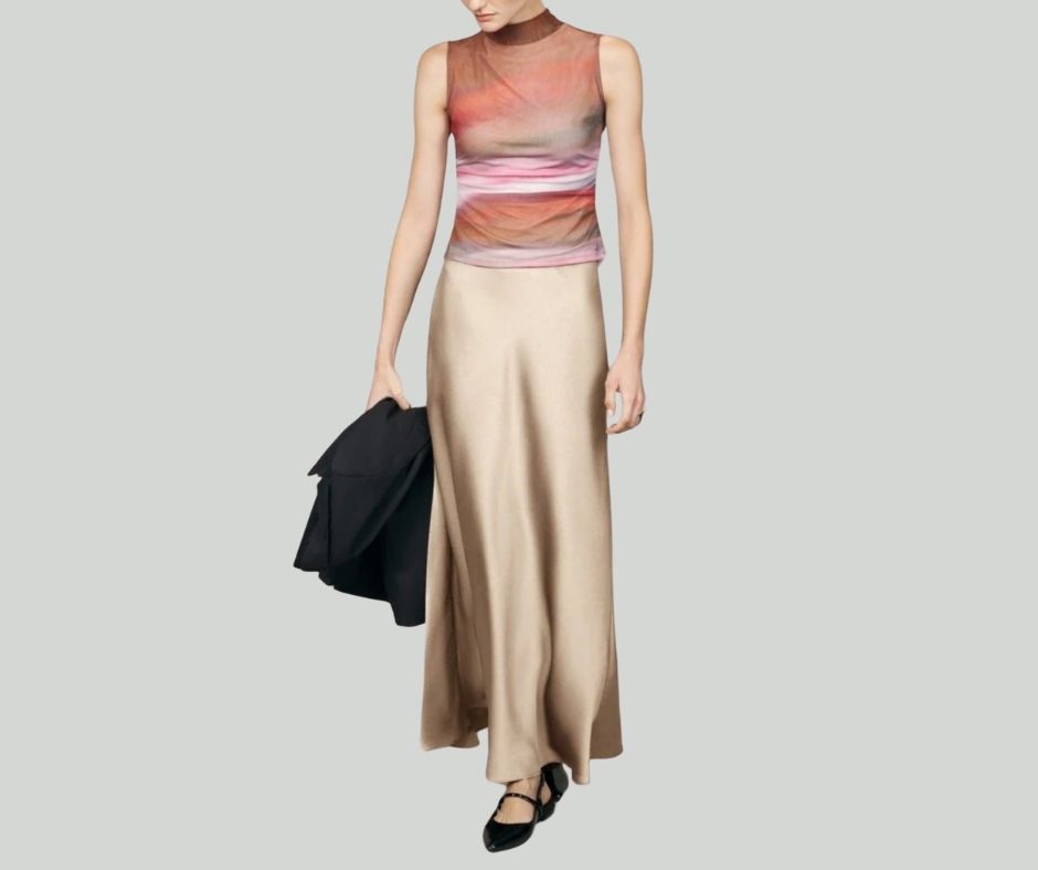 Satin Casual Elastic Waist Skirt