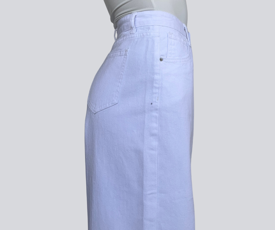 Solid Color Wide Leg Denim Jeans