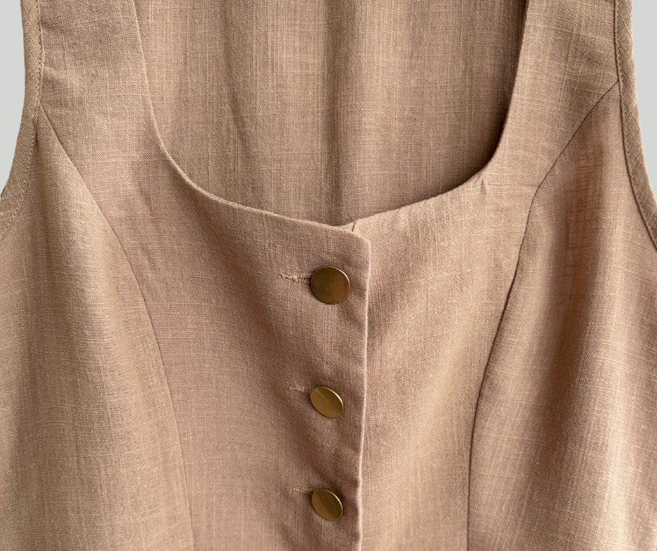 Linen Front Buckle Vest