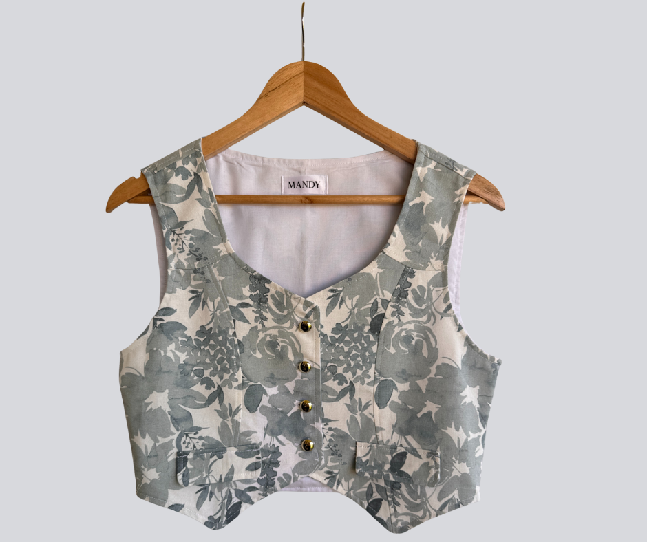 Floral Print Linen Vest