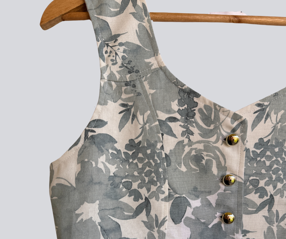 Floral Print Linen Vest