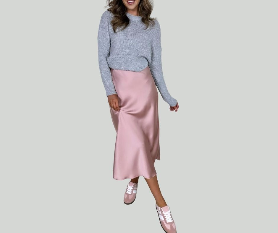 Mid-Calf Satin Skirt
