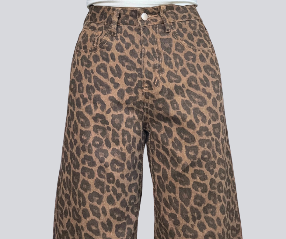 Leopard Print Denim Jeans