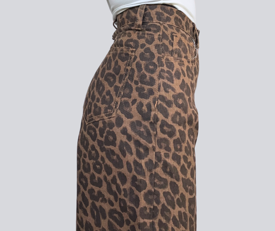 Leopard Print Denim Jeans