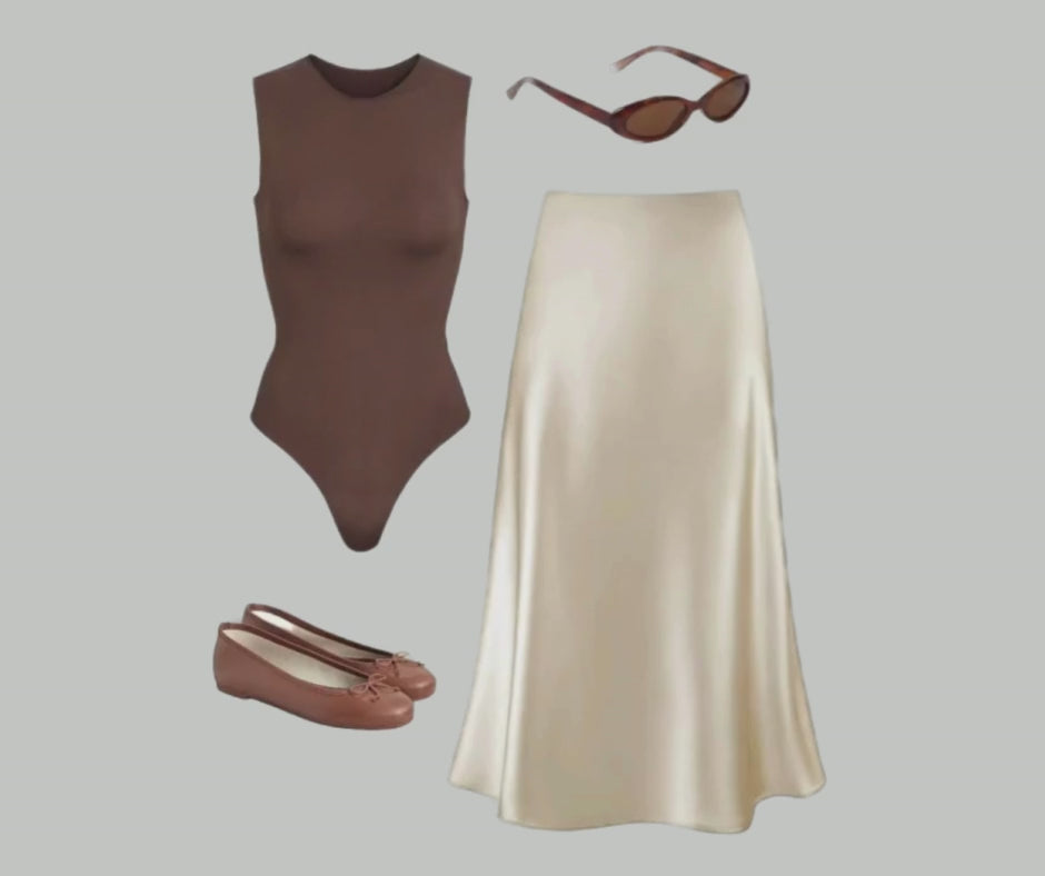 Satin Casual Elastic Waist Skirt